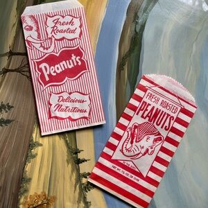 Vintage Fresh Roasted Peanuts Paper Bags - Red & White Circus Elephant 2